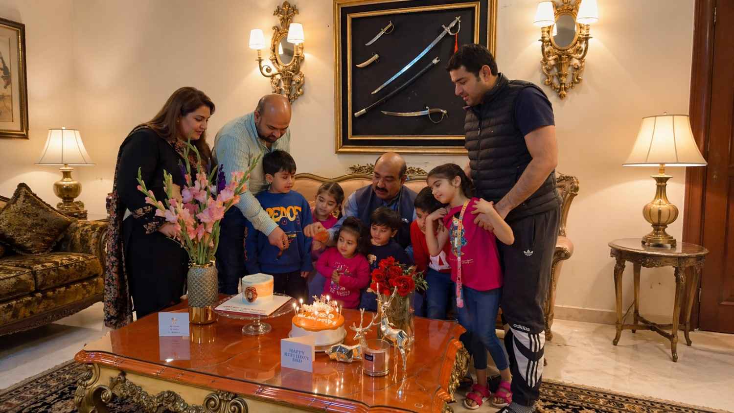 Rana Sikandar Hayat celebrating with his family